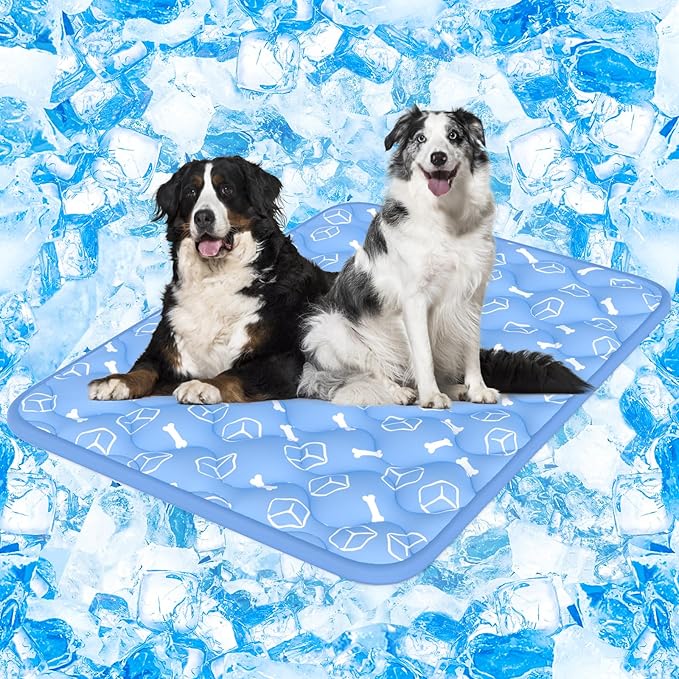 Rywell Dog Cooling Mat 2.0, Ocean Blue,59" x 40" Thick & Durable Cooling Mat for Extra Large Dogs, Long-Lasting Cool with Waterproof & Color-Changing Arc-Chill Tech (Q-Max>0.5) Washable& Non-Toxic