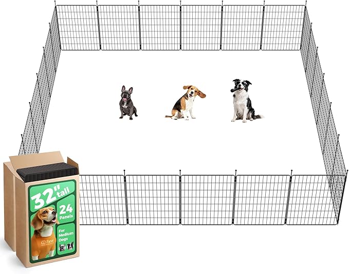 FXW MiniPaws Unleashed Dog Playpen, Expandable & Portable Design for Yard, RV Camping and Indoor Use, for Small and Medium Dogs, 32-inch 24 Panels