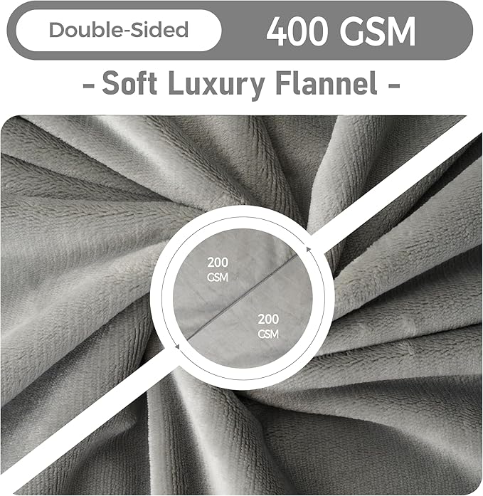 Waterproof Dog Blankets Light Grey Pet Blanket 60"x80", Soft Fluffy Sofa Car Bed Protector, Reversible Leakproof Flannel Washable Dog Blanket for Large Dogs