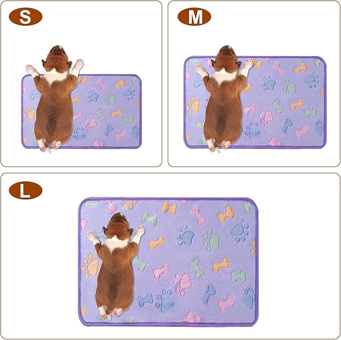 1 Pack 3 Blankets Super Soft Fluffy Premium Fleece Pet Blanket Flannel Paw Printed Throw for Dog Puppy Cat (Medium 30x20'', Purple, Pink, Brown)