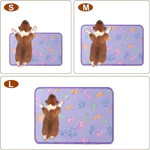 1 Pack 3 Blankets Super Soft Fluffy Premium Fleece Pet Blanket Flannel Paw Printed Throw for Dog Puppy Cat (Medium 30x20'', Purple, Pink, Brown)