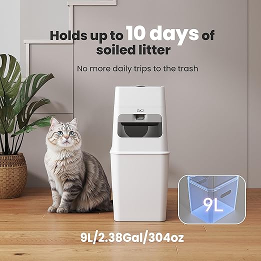 GKJ Cat Litter Box Waste Disposal System for Odor Control Cat Litter Trash Can | Includes 1 roll of 16 Easy Tear-Off Bags | Diaper Trash Can