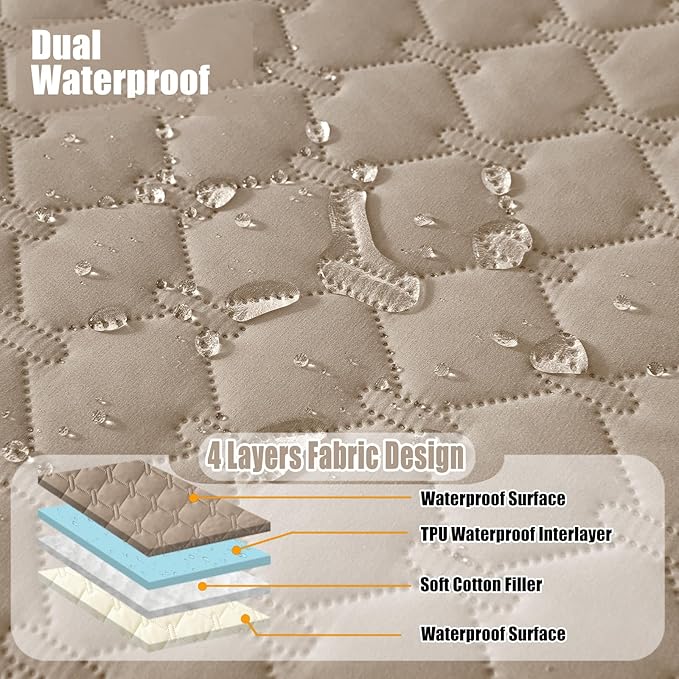 Smiry Waterproof Dog Bed Cover Blanket, Soft Reversible Pet Blanket, Washable Leakproof Cats Dogs Couch Cover for Sofa, Couch, Furniture (82x102 Inch, Taupe/Beige)