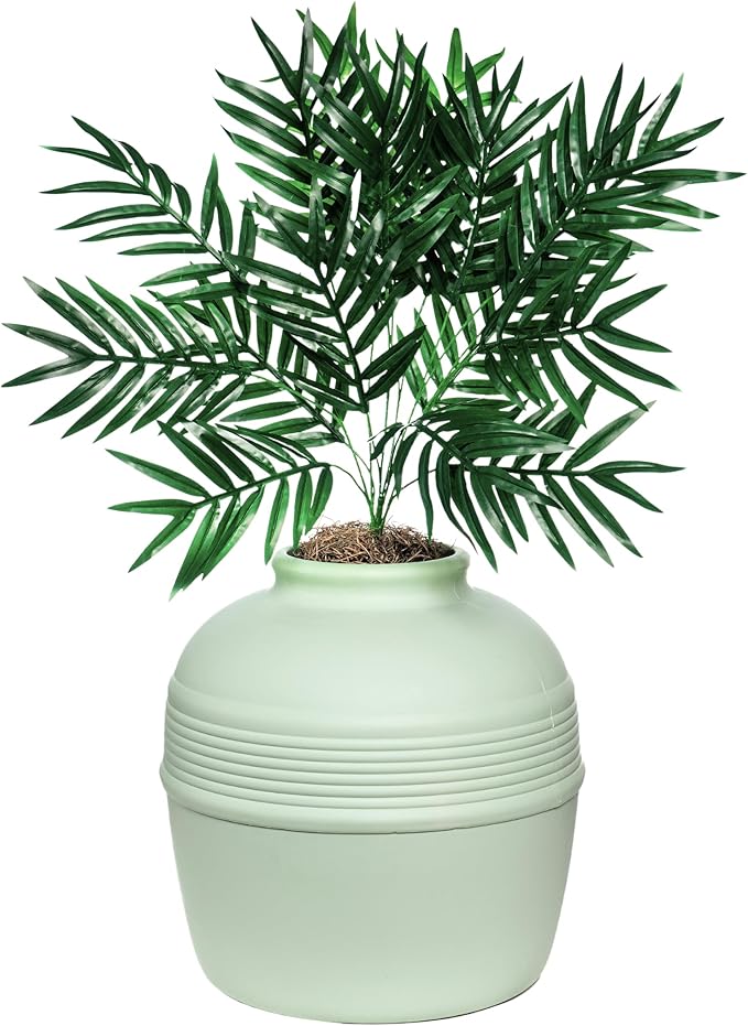 Good Pet Stuff Hidden Litter Box Planter, Decorative Cat Litter Enclosure with Carbon Filter, Artificial Plant, Easy Clean, Indoor Design, Original Round Style, Essentials Kit, Seagrass Green