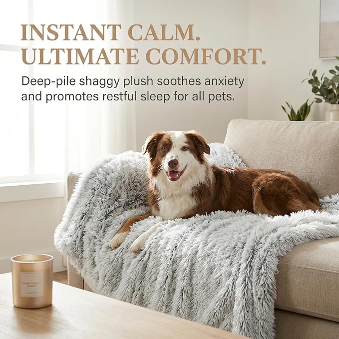PJYuCien Dog Blankets for Small Dogs Washable - Fluffy Fuzzy Cat Blanket for Couch, Puppy Throw for Furniture with Polyester Fleece, Super Soft Plush for Pet Kitten Doggy, Grey, 16" x 24"