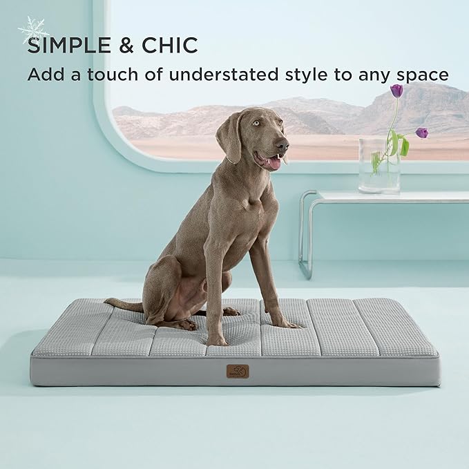 Bedsure Cooling Dog Bed for Crate - Extra Large Comfy Flat Puppy Beds with Removable Washable Cover, Orthopedic Egg Crate Foam Pet Mat, Suitable for Pet Up to 90 lbs