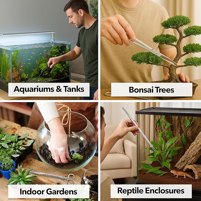 Mandala Crafts 12 Inches Black Stainless Steel Straight Aquarium Scissors for Trimming Aquatic Plants – Long Aquascape Scissors for Fish Tanks, Hospital Tanks, Goldfish Bowls, and Terrariums