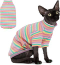 PUMYPOREITY Sphynx Cat Clothes: Soft, Stretchy Rainbow Sweater & Turtleneck Pullover Jumpsuit - XL