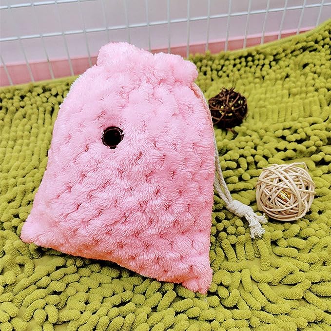 Sugar Glider Bonding Pouch Carrier Bag, Small Animals Sleeping Pouch Bag with Breathable Vent and Drawstring, Portable Travel Bag for Sugar Glider Rat Squirrel Guinea Pig Birds Parrot (Pink)