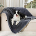 Luciphia Waterproof Pet Blanket, Liquid Pee Proof Dog Blanket for Sofa Bed Couch, Reversible Sherpa Fleece Furniture Protector Cover for Small Medium Large Dogs Cats, Dark Gray Large（65" x 57"）