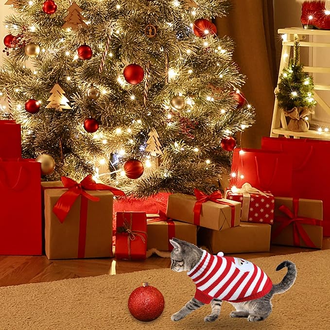 Cat Christmas Sweater Pet Winter Warm Coat Pajamas Christmas Santa Knitwear Cat Sweater for Cats Kitty Puppy (Santa, XS)