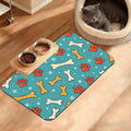 Dog Paws Cat Food Mat,Bones Absorbent Pet Feeding Mat for Food and Water Bowl,Quick Dry Dog Placemat Non Slip Rubber Backing Waterproof Pet Supplies 12" x 20"