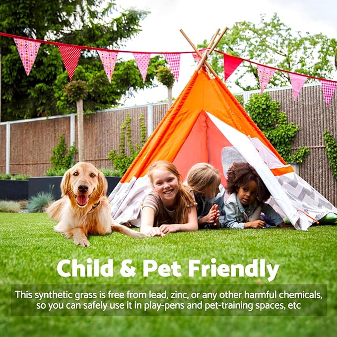 Artificial Grass Rug Outdoor Indoor 1FTX18FT Fake Grass Carpet Green Synthetic Grass Pet Turf Realistic Faux Grass Rug with Drain Holes for Garden Lawn Landscape Balcony Home Decor Patio