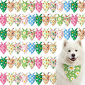Weewooday 50 Pcs Dog Bandanas Bulk Dog Bandanas for Dogs Soft Bibs Adjustable Triangle Bandana for Small Medium Large Costume(Spring,25.6 x 17.7 x 17.7 Inch)