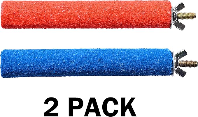 Spoiled Pet® Bird Cage Perch Stand 2-Pack - Beak and Foot Grinding Platform - Parakeets, Cockatiels, Canaries, Finches, Conures, Lories, and Budgies - Hamsters and Gerbils (Dowel Rod)