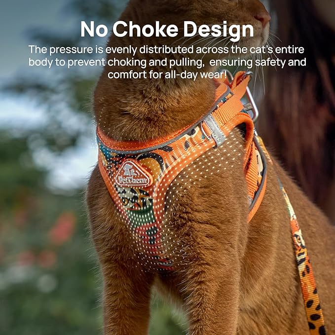 Cat Harness and Leash Set, Step-in Escape Proof Adjustable Vest Harness for Small Medium Large Cats, Lightweight Soft Breathable Reflective Kitten Harness, Easy to Wear for Walking Travel, Camping, XS