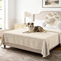 H.VERSAILTEX Non Slip Pet Couch Cover Chenille Dog Bed Protector Thick Soft Sofa Slipcover Pet Friendly Washable Couch Cushion Covers for Pets (52" x 82", Ivory)