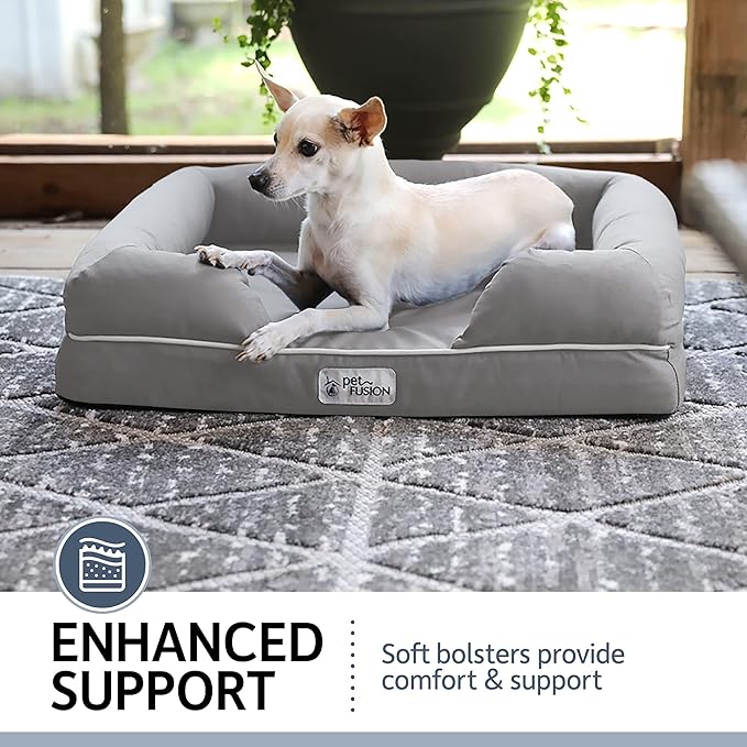 PetFusion Ultimate Dog Bed, Orthopedic Memory Foam, Multiple Sizes/Colors, Medium Firmness Pillow, Waterproof Liner, YKK Zippers, Breathable 35% Cotton Cover,1yr. Warranty, Small (25x20"), Sandstone