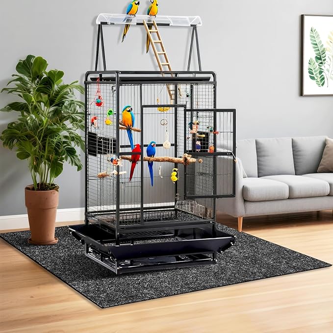 48 x 48 Inch Large Felt Bird Cage Mat, 3mm Thick Absorbent Felt Surface with Non-Slip Backing, Durable Under Pet Cage Mat for Bird Cages Tear-Resistant & Water-Absorbing Pad