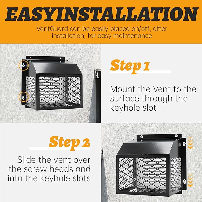 Universal Dryer Exhaust Guard Vent Cover Outside, 7"x7"x5" Heavy Futy Ventilation Bird Cage to Prevents Birds and Rodents from Entering Exhaust for Most 3" to 4" Bathroom Exhaust Ventilation Fan