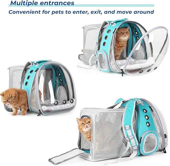 Lollimeow Expandable Cat Backpack Carrier for Large Cats & Small Dogs - Airline Approved Pet Bubble Backpack with Dual-Side Expansion, Perfect for Travel, Hiking & Outdoor Adventures, Up to 16lbs