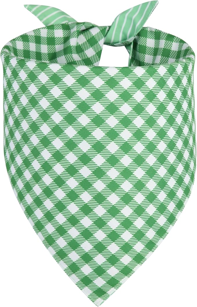 Dog Bandana Green Small 1PCS, Summer Spring Scarf for Boy and Girl, Durable Triangle Reversible Bibs Handkerchief for Puppy Pet