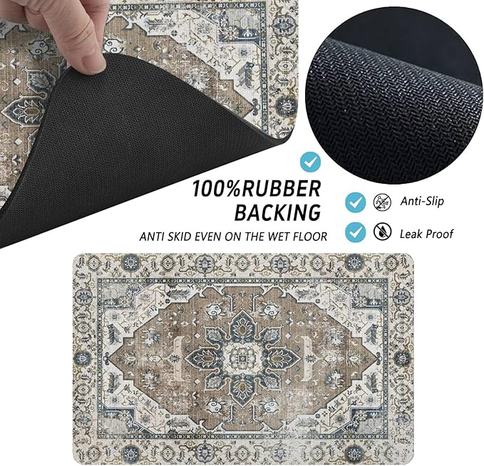 Dog Food Mats for Floors, Absorbent and Quick-Drying Pet Cat Food Mat,Anti-Fouling and Easy-to-Clean Pet Feeding Mat,Dog Bowl Mat for Messy Drinking Water Bowls.17 x32, Bohemia Style