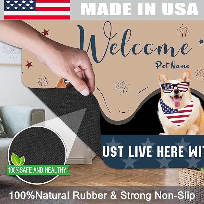Personalized Dog Cat Mat with Name Photo Custom Placemat Feeding Mats for Food and Water Customized Non-Slip Waterproof Doormat for Bowls Outdoor Indoor Floors Gifts for Pet Owner