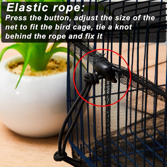 Shappy Large Bird Cage Seed Catcher,Bird Cage Cover Net Skirt Guard,Adjustable Soft Airy Mesh Net for Parrot Parakeet Macaw(78.7 x 15 Inch/ 200 x 37 cm,Black)