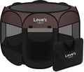 Love's cabin Pet Puppy Dog Playpen, Large Dog Tent Crates Cage Indoor/Outdoor, Portable Playpen for Cat, Foldable Pop Up Dog Kennel Playpen with Carring Case, Removable Zipper Top, Brown