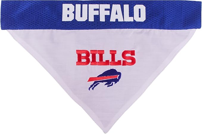 Pets First NFL Buffalo Bills Reversible Bandana Size XX-Large for Dogs & Cats. 2 Sided Sports Bandana, Premium Embroidery Team Logo, Many NFL Teams Available