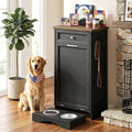 21’’W Dog Feeding Station with Storage, Tilt Out Dog Food Cabinet with Drawer, 2 Feeding Bowls, Pet Food Storage, Cat Feeding Station, Dogs Storage Organizer, (Black, Single Door)