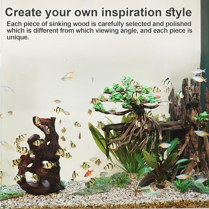Natural Wood Aquarium Cave Betta Fish Hideout for Aquarium Fish Tank Decorations-Reptile Hide-Snake Hide-Cave for Cichlids Habitat Shelter for Crayfish Shrimp and Other Aquatic Pets 9-11.8"