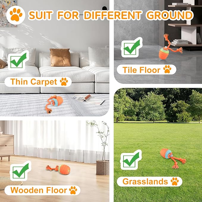 Interactive Dog Toy, [Newly Upgraded] Motion Activated Rolling Squeaky Ball for Medium/Large Dogs, Automatic Moving Dogs Ball for Boredom, USB Rechargeable(Orange)
