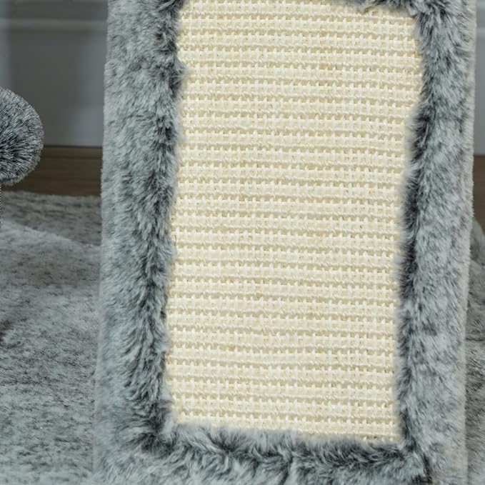 PawHut Floor to Ceiling Cat Tree, 89"-100" Adjustable Height Cat Climbing Tower Activity Center for Indoor Cats with Cat Perch, Condo, Hammocks, Scratching Posts & Ramp, Gray