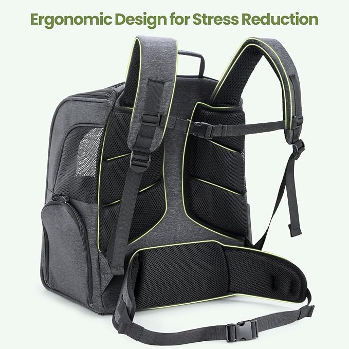 Pecute Cat Backpack Carrier, 30% Energy Saving Breathable Pet Backpack, Foldable Ergonomic Travel Carrier for Cats and Small Dogs, Ideal for Hiking, Outdoor Trips & Vet Visits