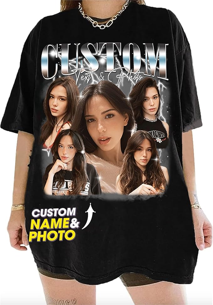 NAZENTI Custom Bootleg Rap Tee, Custom T-Shirts with Picture, Retro Custom Bootleg, Valentine's Gifts for Him Her