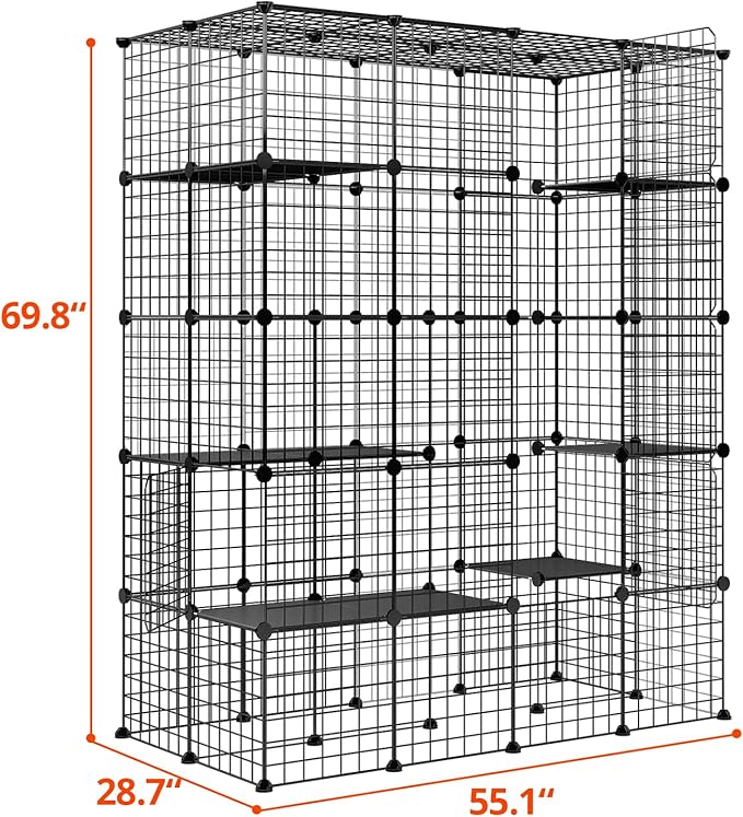 Oneluck 69 Inch Catio Outdoor Cat Enclosure with Super Large Enter Door, Balcony Cat Playpen with Platforms,DIY Outside Cat Patio Large Exercise Place Ideal for 1-4 Cats