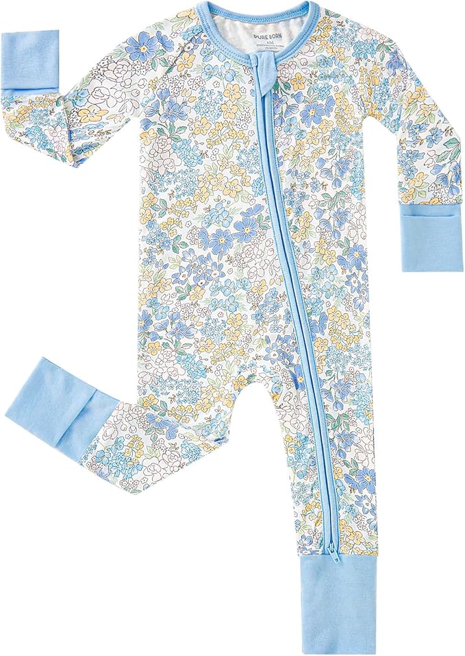 pureborn Baby Infant Boys Girls Sleeper Snug Fit Viscose from Bamboo Pajamas Zipper Pjs 0-24 Months