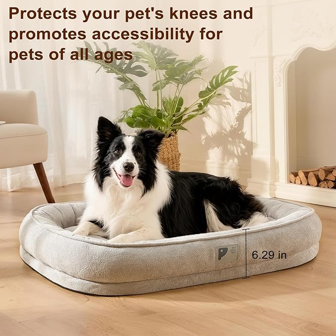 Orthopedic Dog Bed for Large Dog,Washable with Removable Cover&Non-Slip Bottom Couch Bed with Four-Sided Cushions Grey L