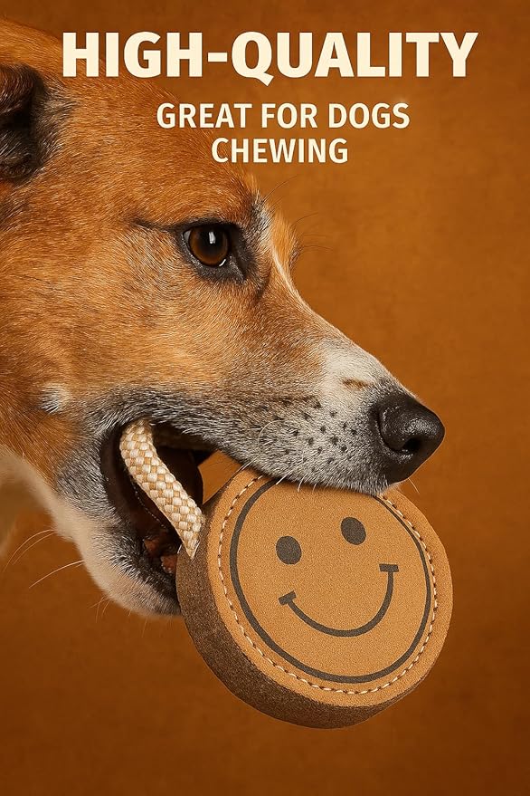 Natural Jute Dog Chew Toy – Smiley Shape, Tough & Durable Puppy Teething Toy, Safe Eco-Friendly Chew, Interactive Training & Play Toy for Small, Medium & Large Dogs
