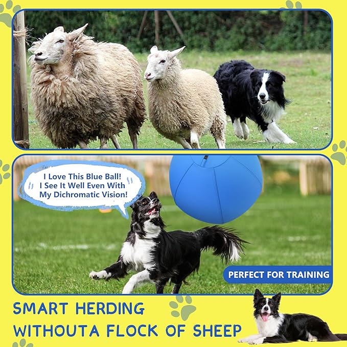 Herding Ball for Dogs and Horses - 18" Dog Herding Ball for Australian Shepherd Collie, Jolly Ball for Dogs Agility Equipment, Herding Ball Durable Bite-Resistant with Reinforced Stitching - Blue