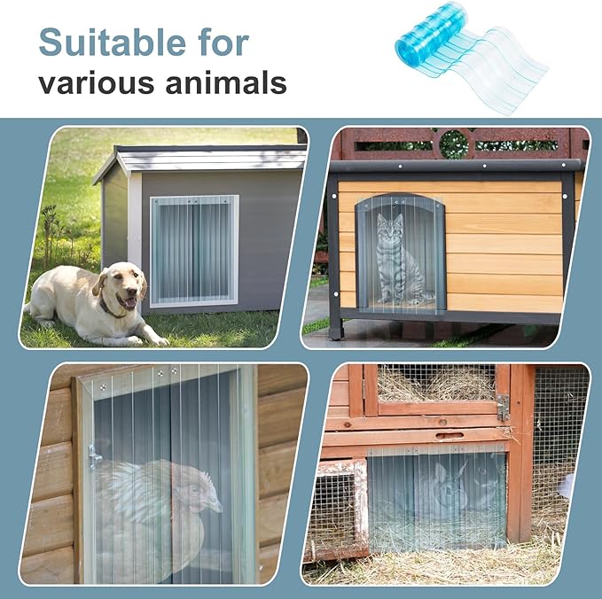 Uross Dog Door Replacement Flaps - 10.8 FT x 7.9 in Weather DIY Cat Door Flap, Doggie Door Replacement Flaps, Vinyl Plastic for Dog House, Ideal Large Pet Door Replacement Flap