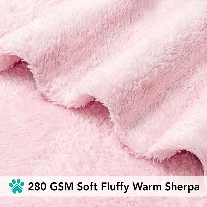PetAmi Dog Blanket for Small Dogs Pink, Fluffy Soft Puppy Blanket, Sherpa Fleece Cat Blanket for Kitten Doggie, Calming Pet Blanket Throw for Couch Sofa Bed Washable, Small 24x32