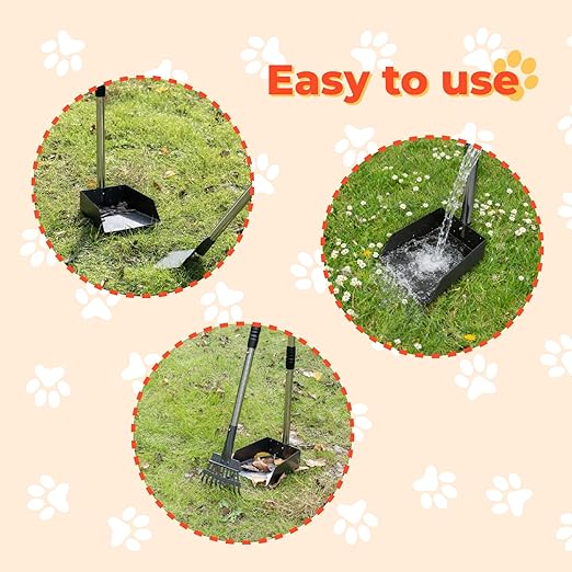 20L Dog Poop Trash Can Outside with Pooper Scooper, Inner Bucket, Stainless Steel Dustpan, Rake & Shovel, Waste Bags for Dog Poop Disposal