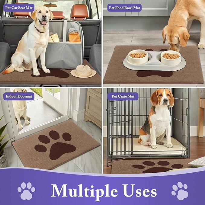 Buganda Dog Door Mat for Muddy Paws, Absorbent Dirt Trapper Non Slip Indoor Doormats, Washable Low-Profile Mat for Mud Dogs, Entryway Carpet for Inside Floor (48x30 Inches, Beige)
