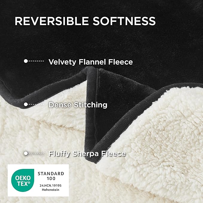 Bedsure Cat Blanket for Indoor Cats - Waterproof Calming Cat Blankets for Couch Protection, Sherpa Fleece Pet Blanket, Soft Plush Reversible Throw Furniture Protector, 50"x40", Black