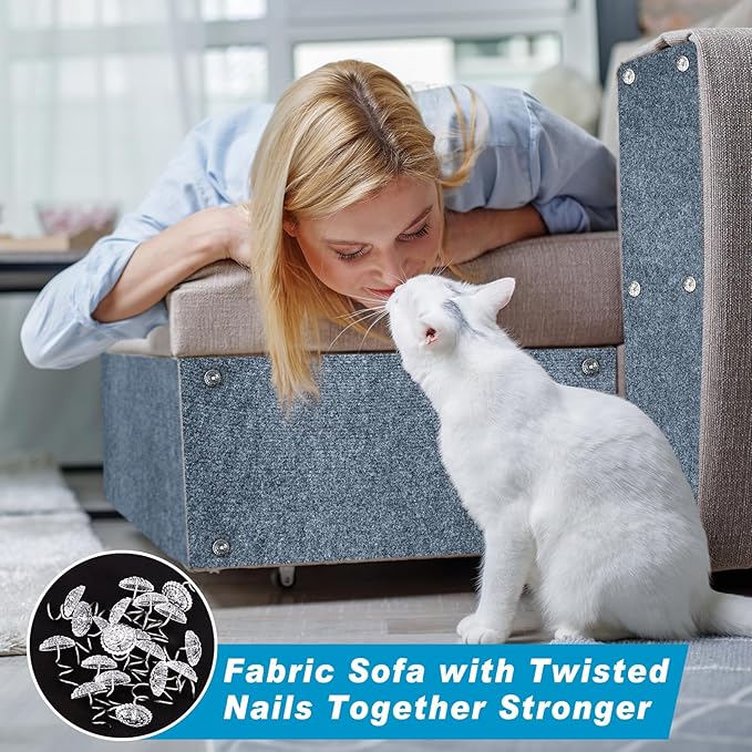 Cat Scratching Mat, 118" x 15.8" Self-Adhesive Trimmable Cat Scratching Carpet Mat with 20 Screws, DIY Cat Scratchers Furniture Protector for Indoor Cats, Couch, Wall and Cat Tree Shelves