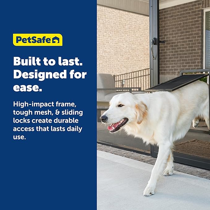 PetSafe Pet Screen Door - Heavy Duty, Tear- & Puncture-Resistant Dog & Cat Mesh Flap - Storm Door Compatible - Large - for Dogs & Cats up to 100 lb