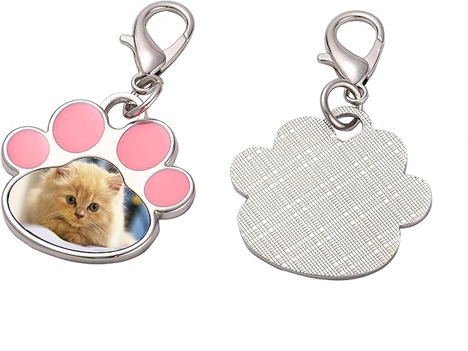 Custom Pet Photo Keychain Personalized Photo Pawprint Dog Tag Keychain Engraved Keyring Animal Pet Lover